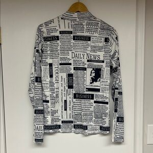 Newspaper Print Button-Up Shirt - Black & White